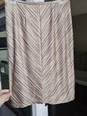 Express Striped Pencil Skirt in Beige and Brown
